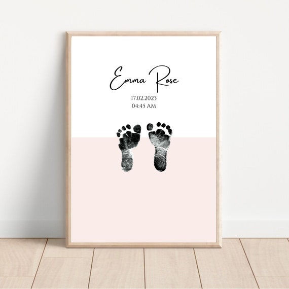 Personalised Pastel Baby Footprint Keepsake Art Print