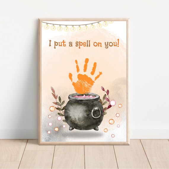 Baby Handprint Halloween Witch Cauldron Spell Keepsake Poster
