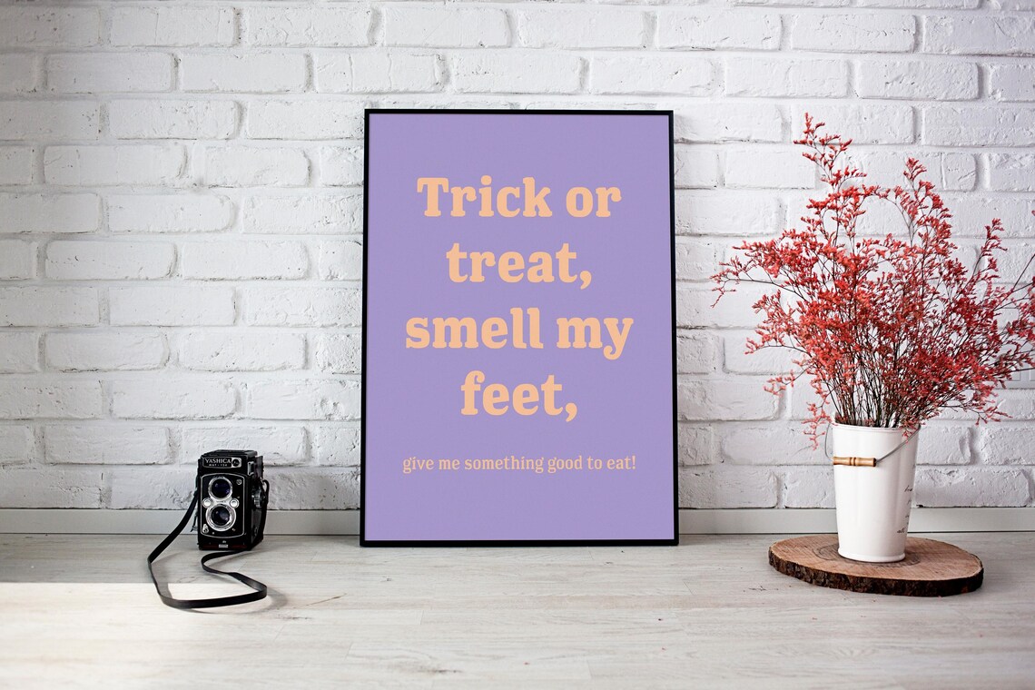 Trick or Treat Smell My Feet Poster Purple Halloween Rhyme Wall Decor Art - Image 2