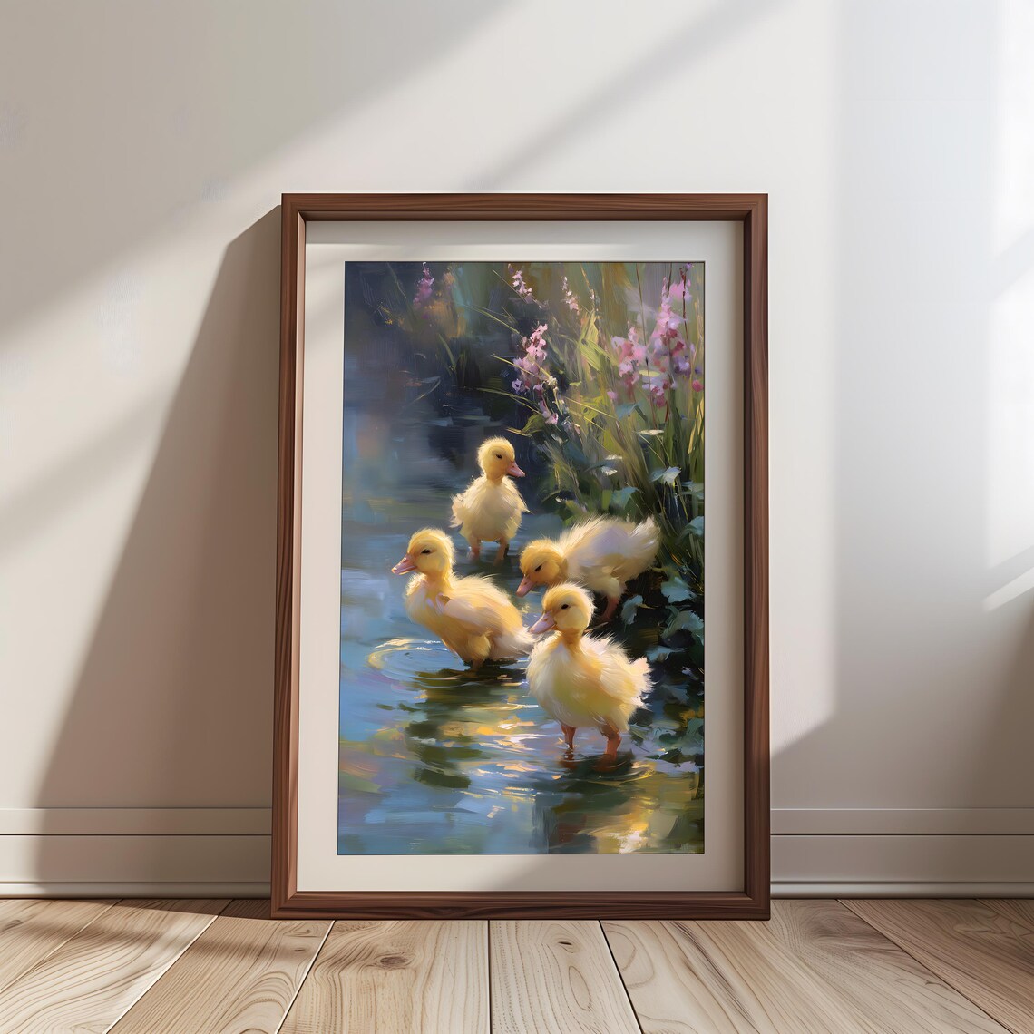 Four Ducklings Art Print, Cute Baby Duck Nursery