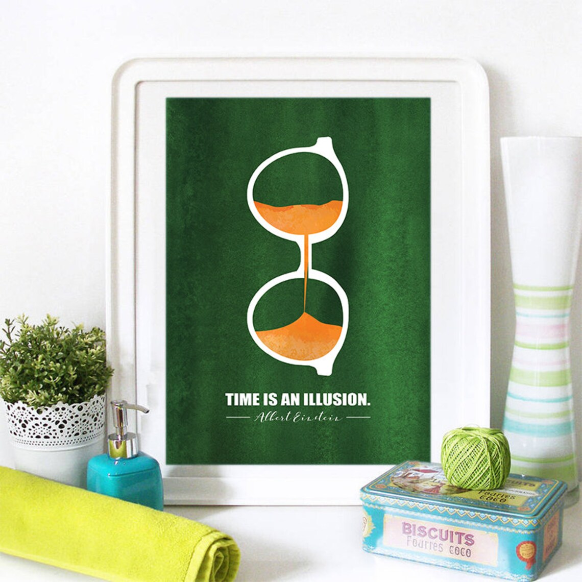 Time Is an Illusion Hourglass Albert Einstein Famous Quote Poster - Image 2