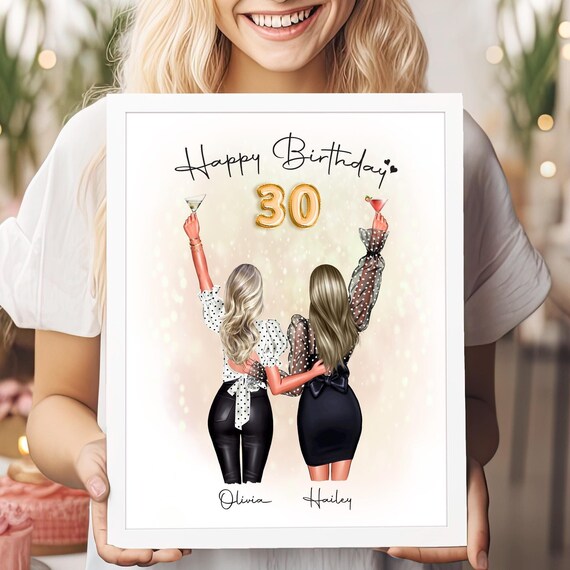 Happy Birthday 30 Friends Cocktails Personalized Celebration Poster