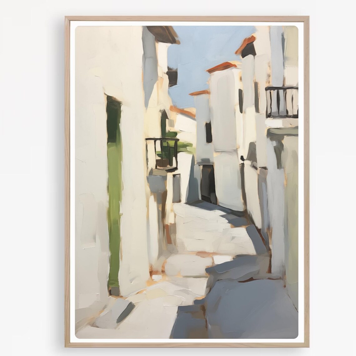 Greece Travel Print, Greek Islands Village Poster