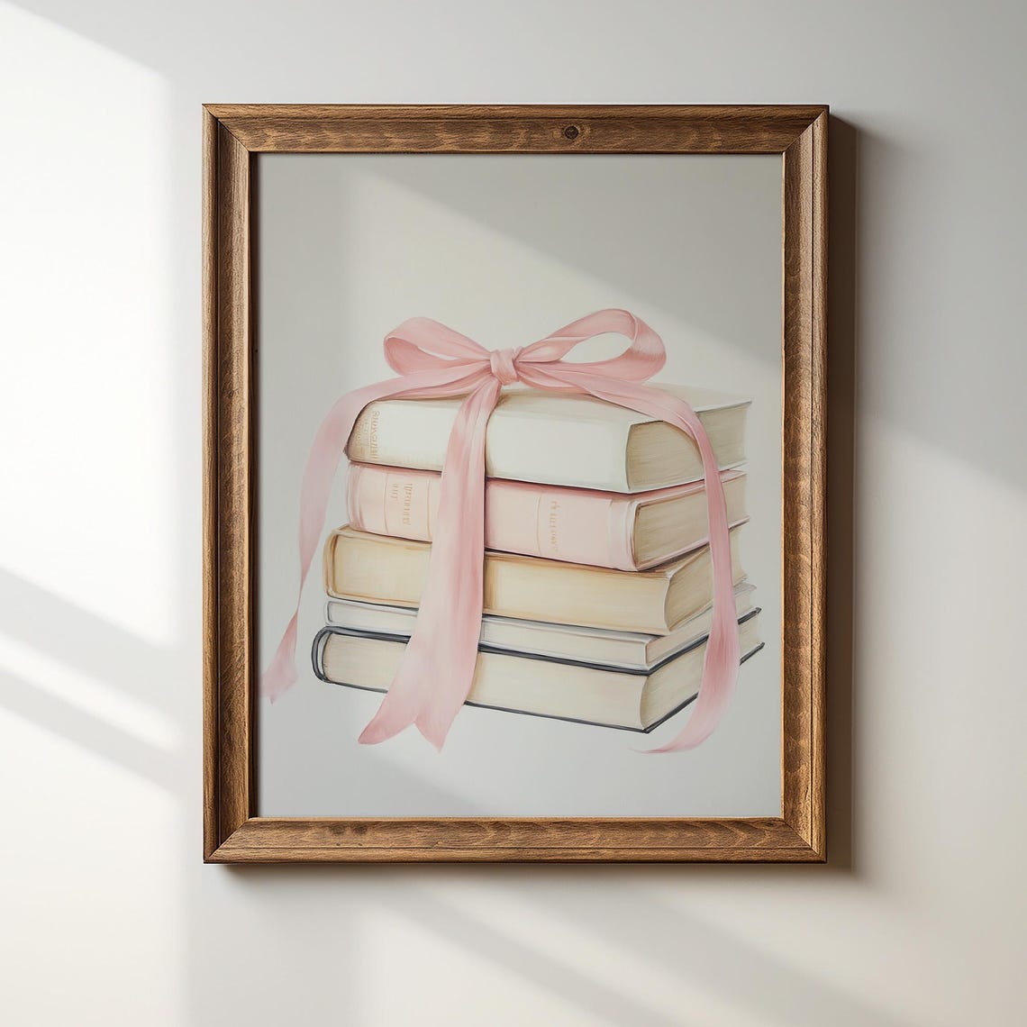 Stack of Pastel Books Pink Bow Coquette Balletcore Bookish Poster - Image 2