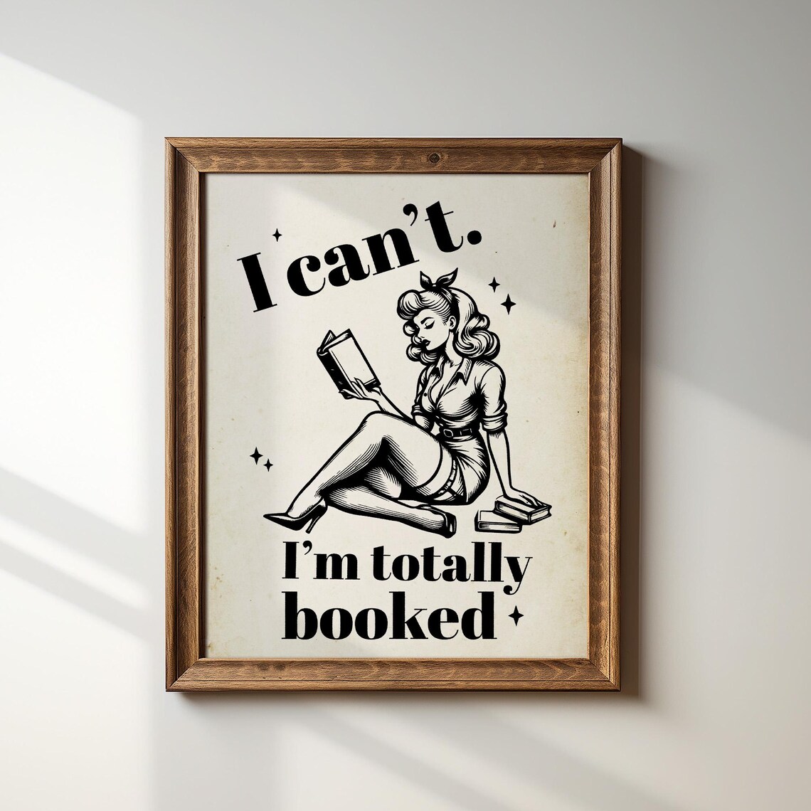 Vintage Pinup Book Lover Quote Im Totally Booked Retro Reading Wall Art