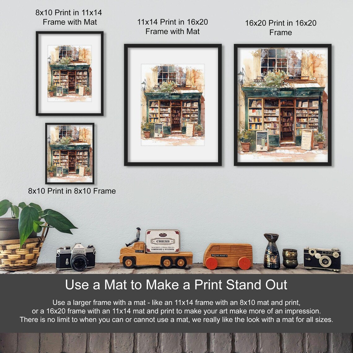 Charming Bookshop Exterior Watercolor Painting Bookish Reading Poster - Image 3