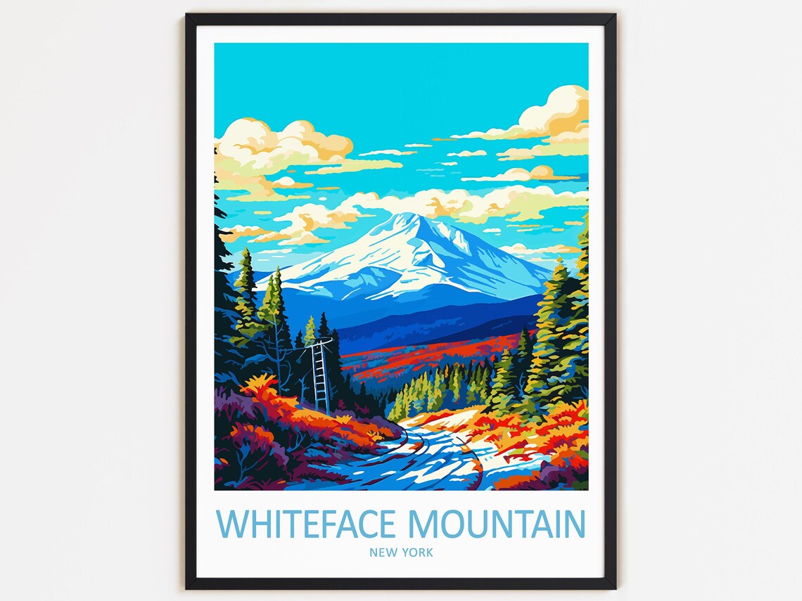 Whiteface Mountain Travel Poster, New York Decor