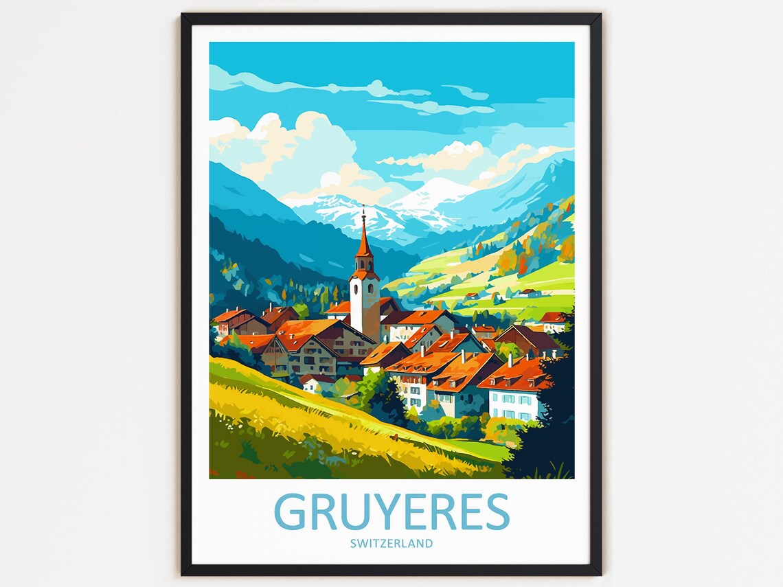 Gruyeres Travel Poster, Switzerland Wall Decor