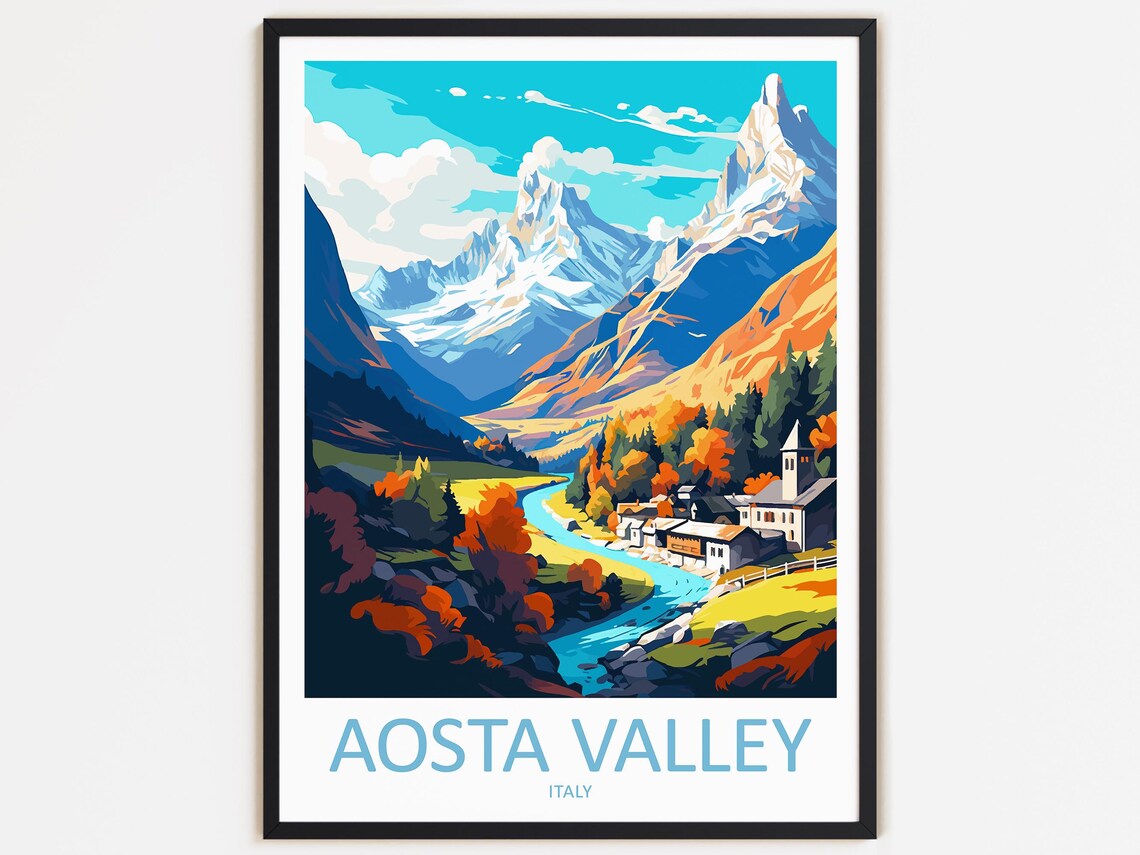 Aosta Valley Travel Print, Italy Wall Decor