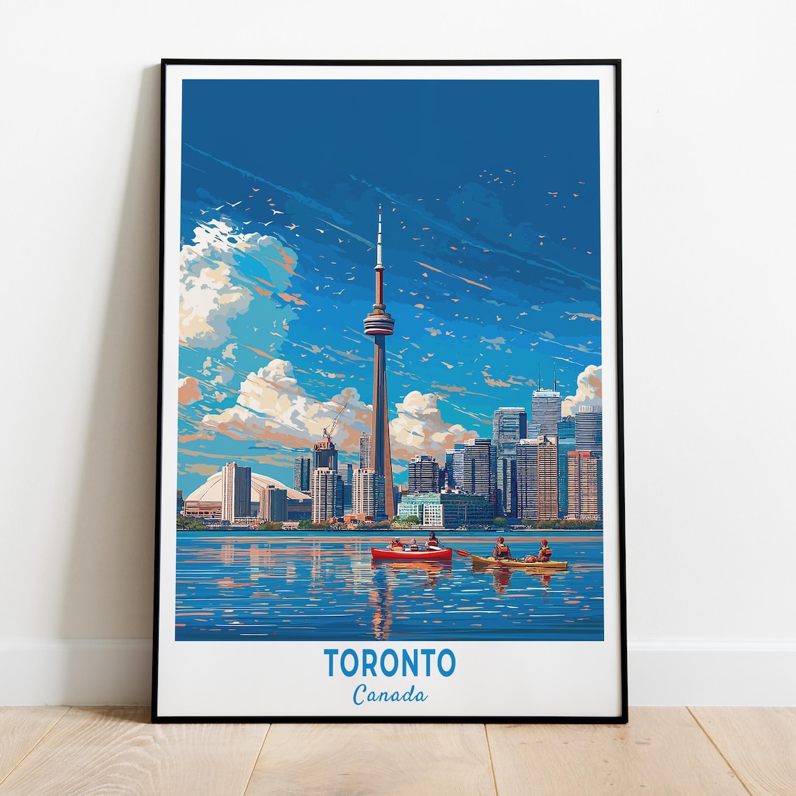 Toronto Canada Skyline CN Tower Lake Ontario Kayak Travel Poster