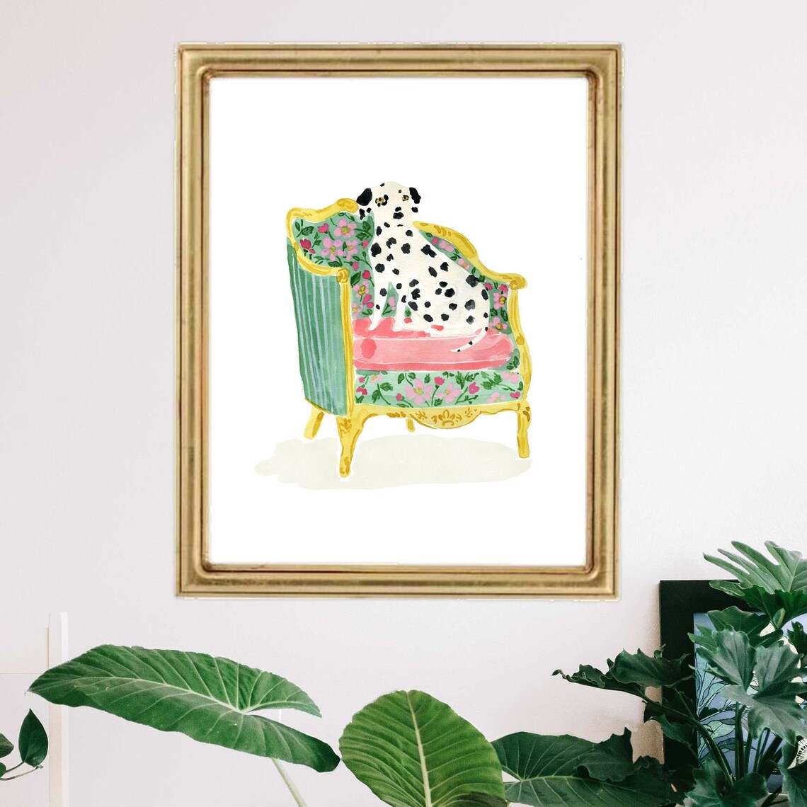 Dalmatian Dog in a Chair, Floral Chair Art Print - Image 2
