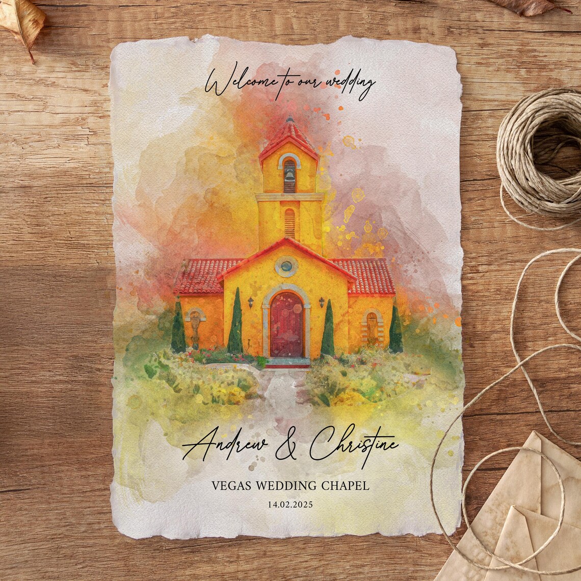 Wedding Venue Watercolor, Personalized Couple Gift - Image 3