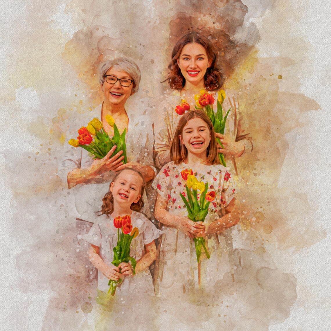 Custom Mom Portrait, Watercolor Art Print - Image 2