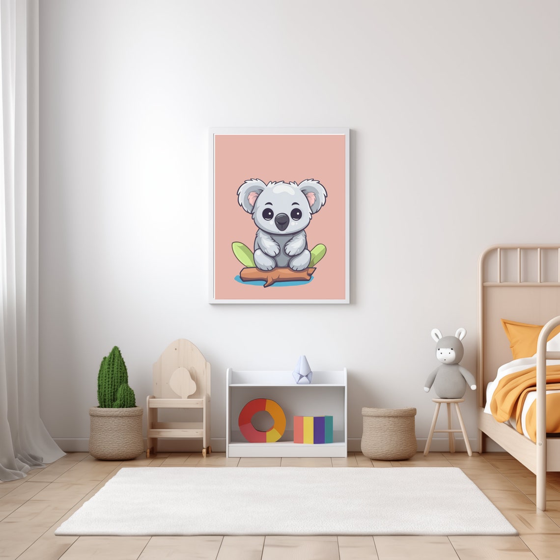 Cute Baby Koala Cartoon Pink Nursery Kids Room Decor Wall Poster - Image 4