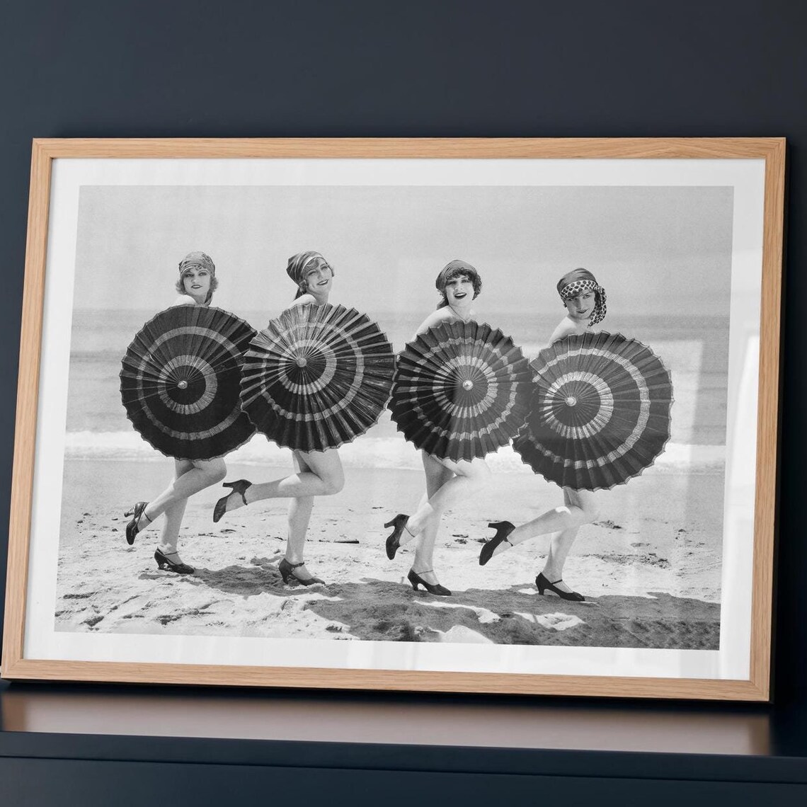 1920s Bathing Beauties Beach Parasols Vintage Flapper Photo Print