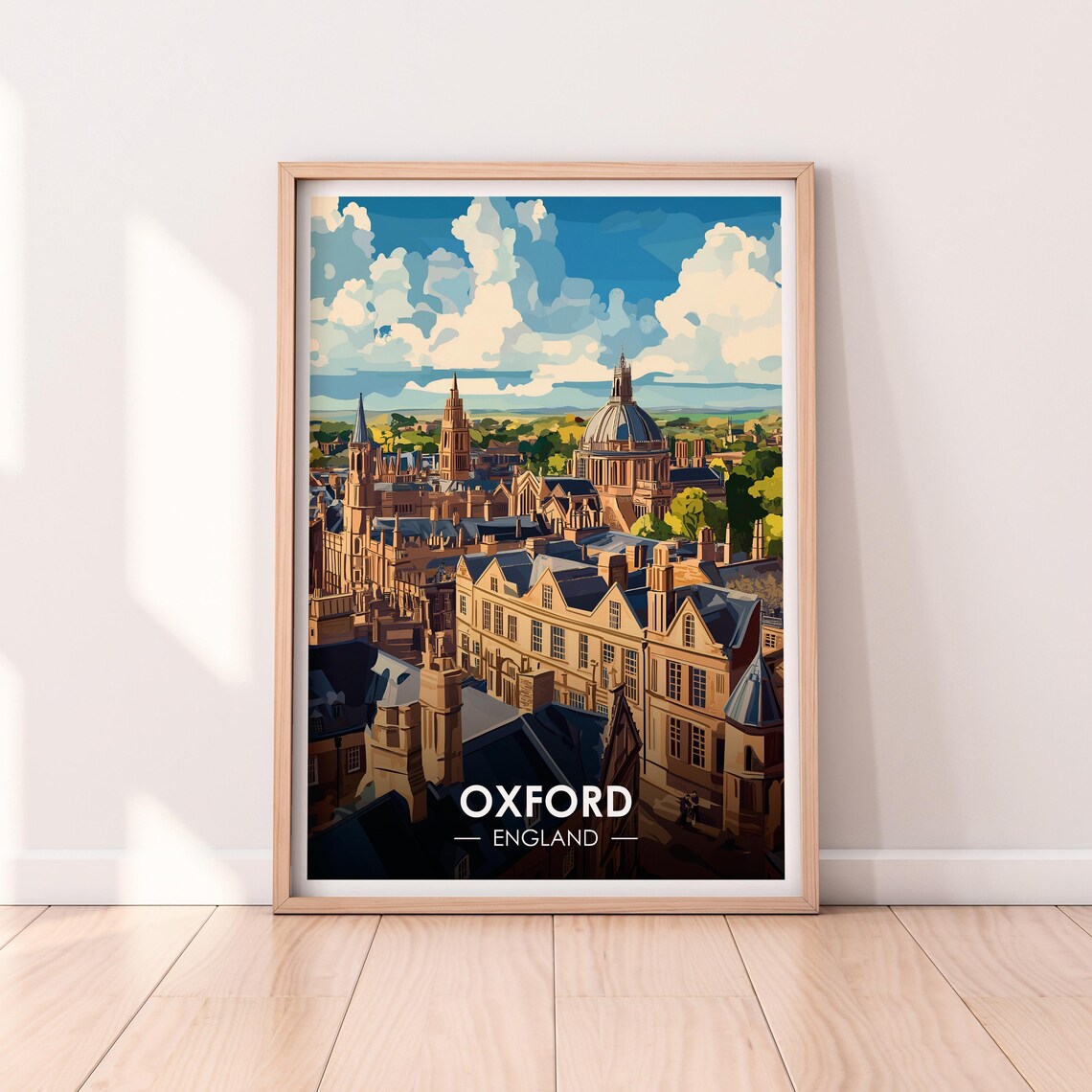 Oxford England Historic Spires Dome Skyline Panorama City Poster