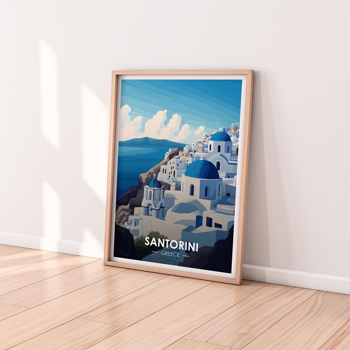Santorini Greece Oia Blue Domed Churches Caldera Vintage Travel Poster - Image 2
