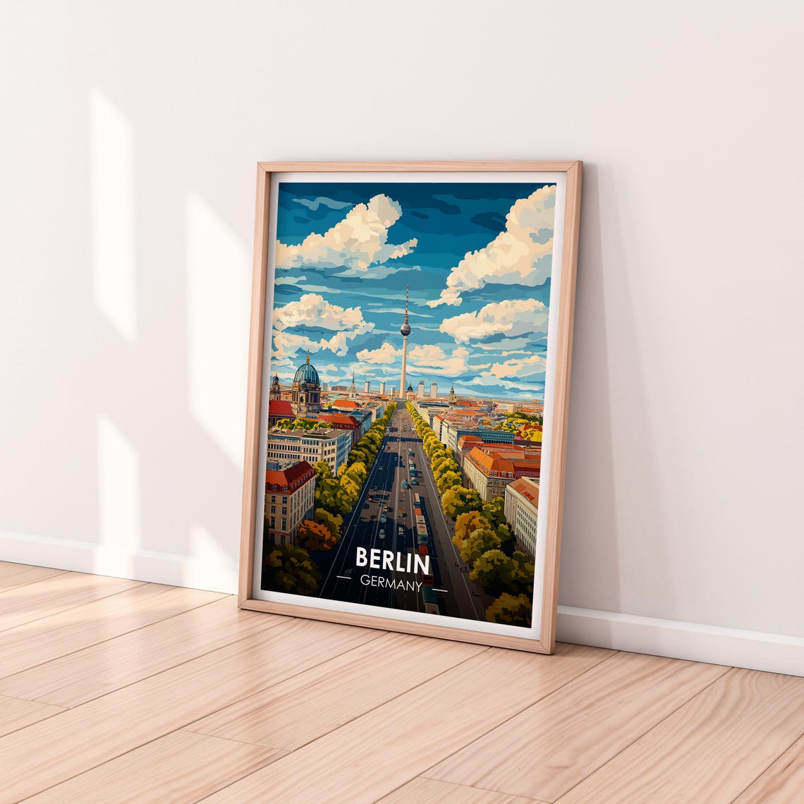 Berlin Germany TV Tower Grand Boulevard Retro European Travel Poster - Image 2