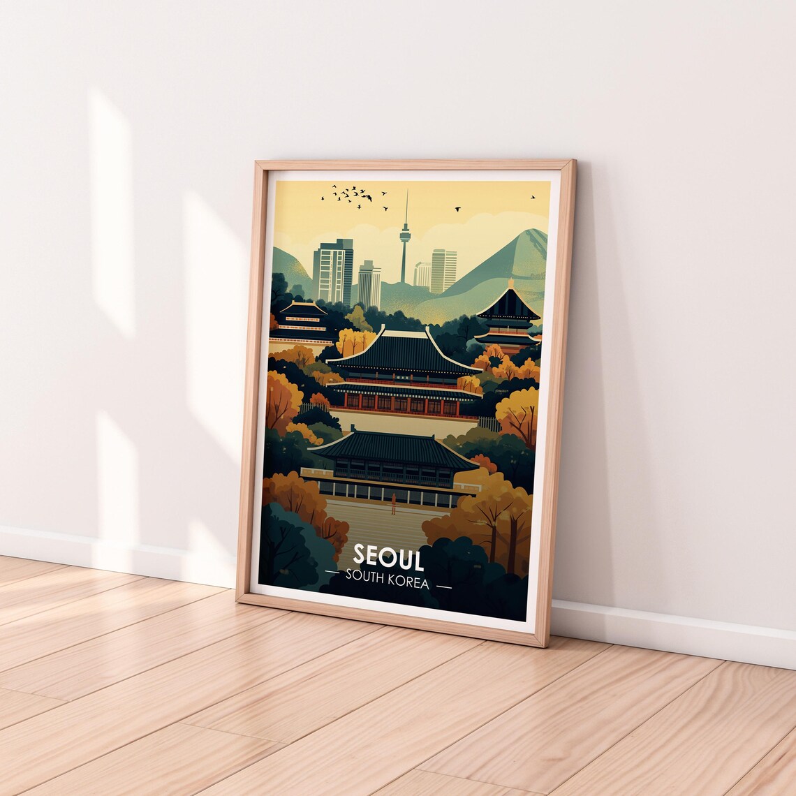 Seoul South Korea Palace Autumn Gardens Vintage Travel Poster - Image 2
