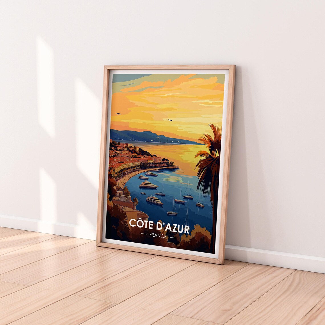Côte d'Azur France Sunset Bay Yachts Coastal Vintage Travel Poster - Image 2