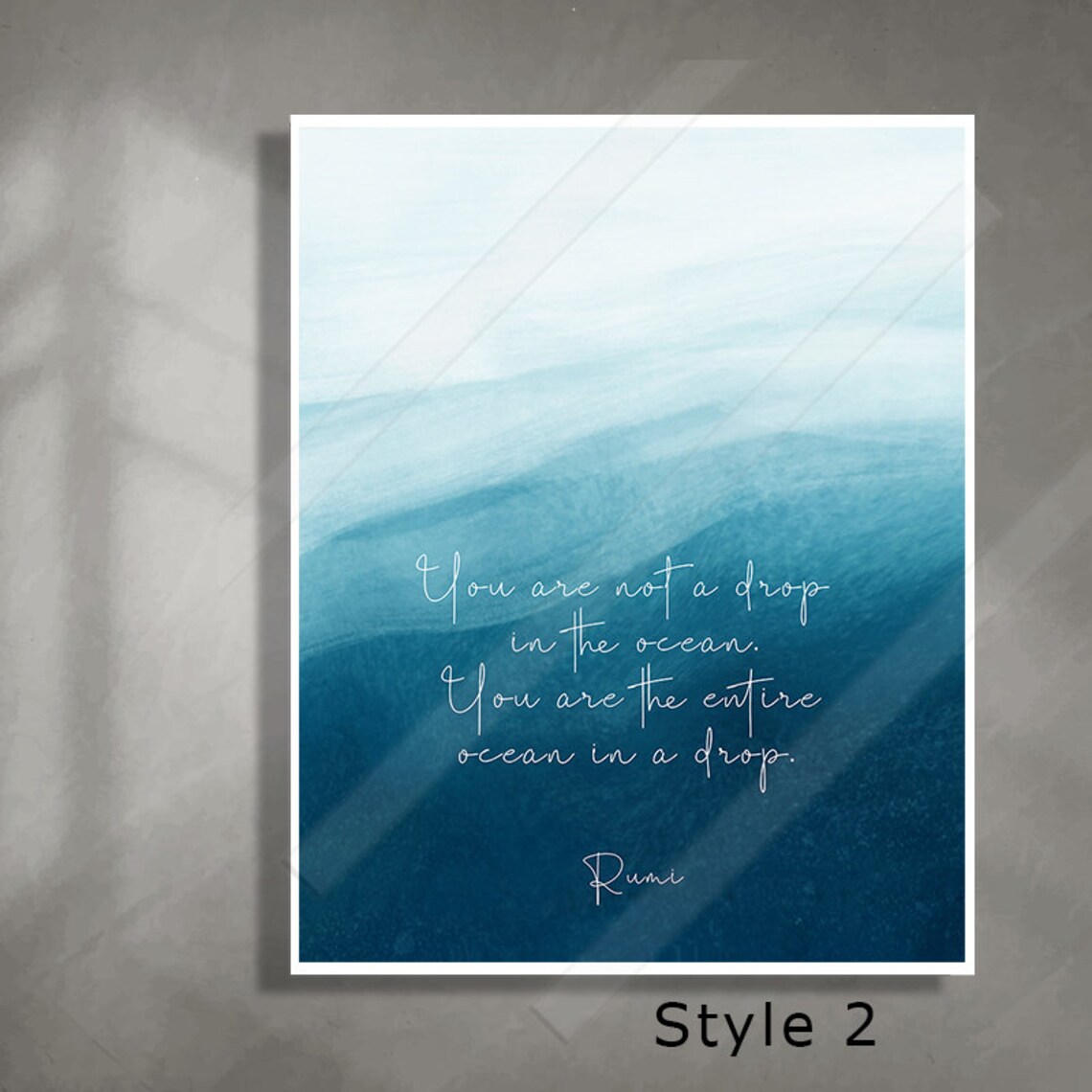 You Are Not A Drop In The Ocean You Are The Entire Ocean In A Drop Quote Rumi Quote Print Watercolor Art Print Inspirational Quote B - Image 3