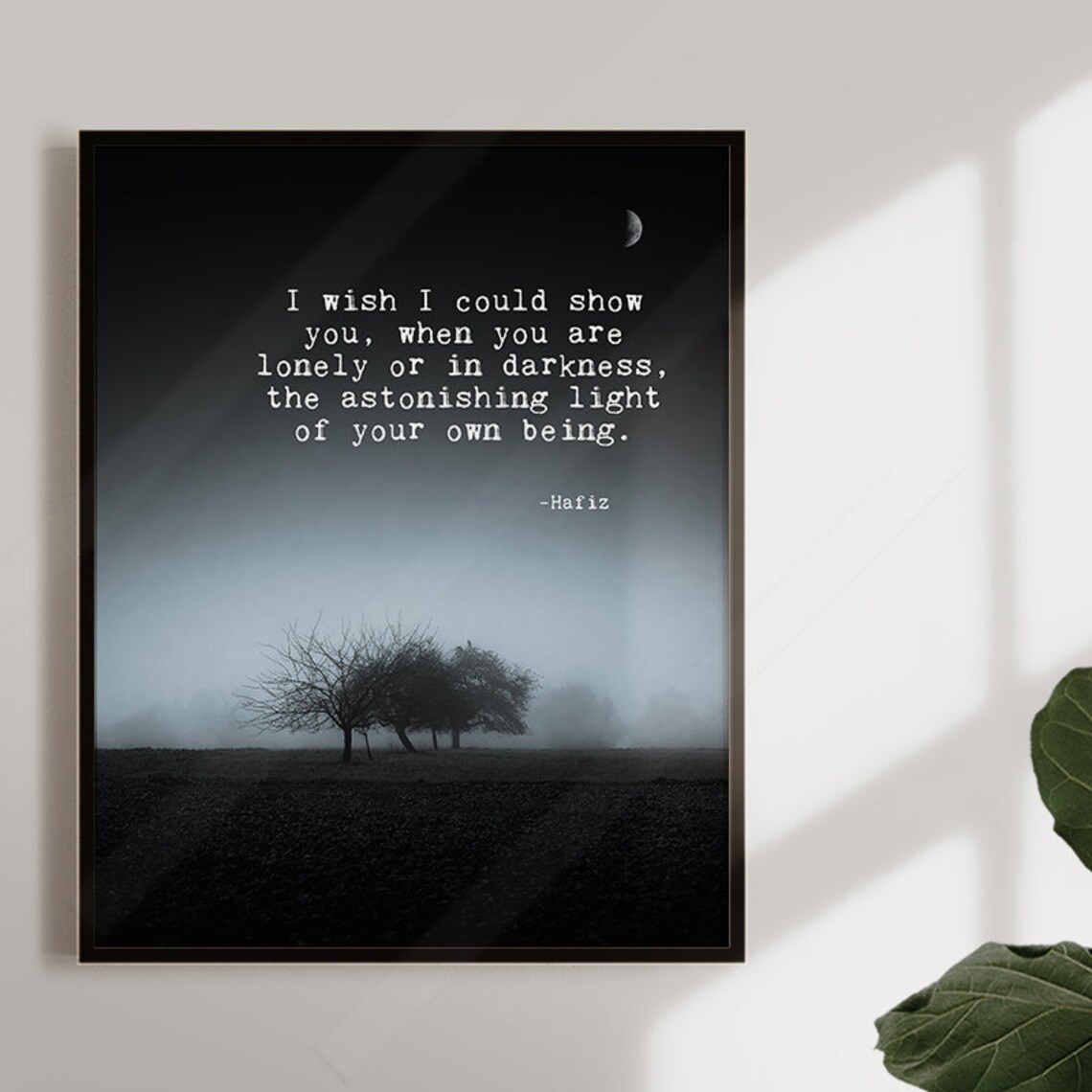 Hafiz Quote About Inner Light, Inspirational Art Print