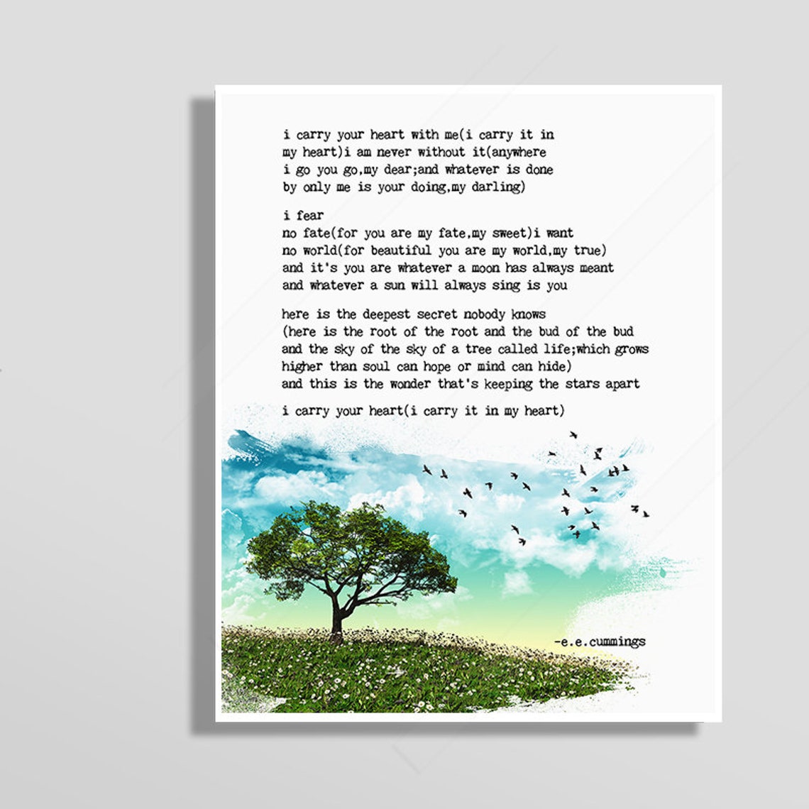 E E Cummings I Carry Your Heart With Me Love Poem Art Poster