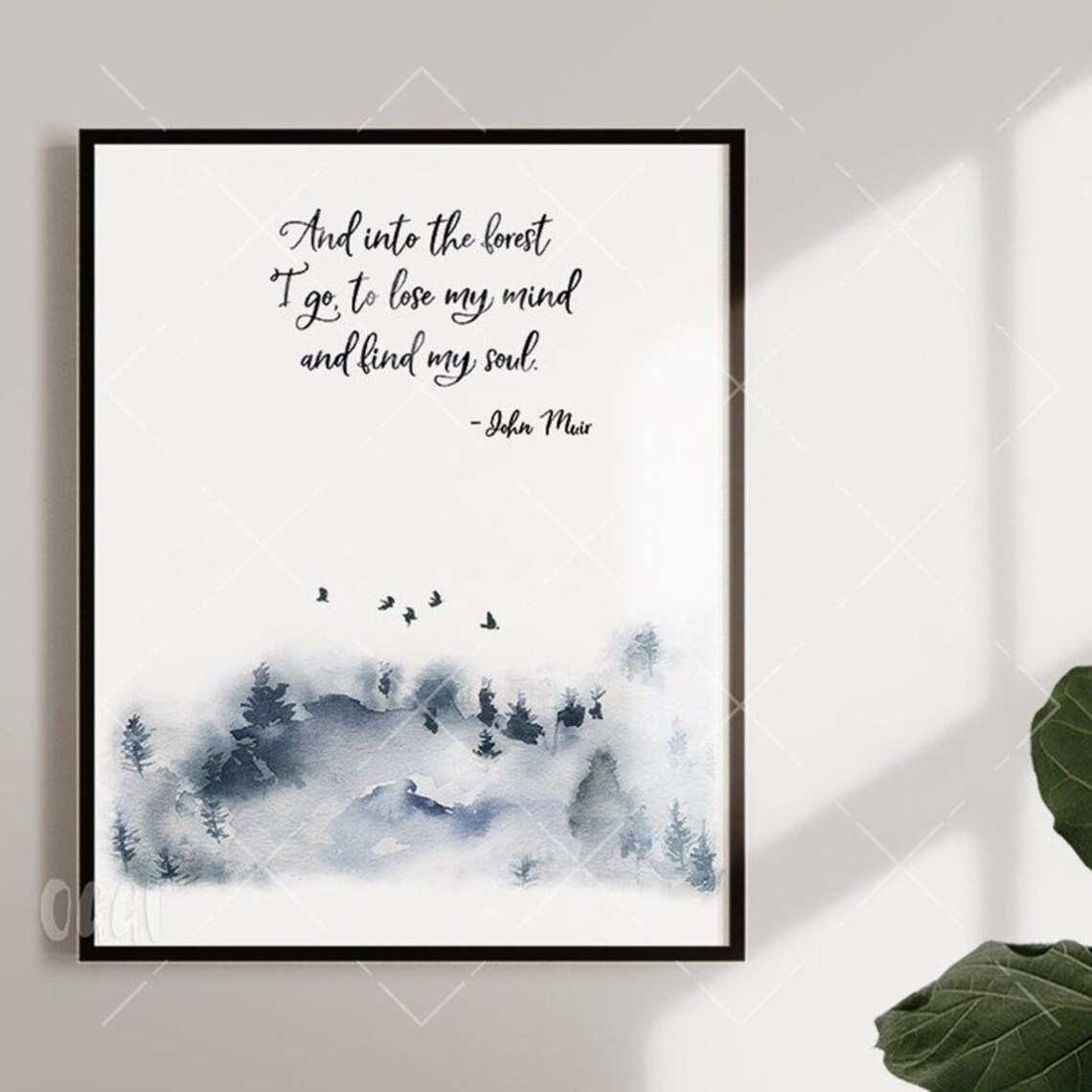 John Muir Quote Wall Art Print, Watercolor Forest