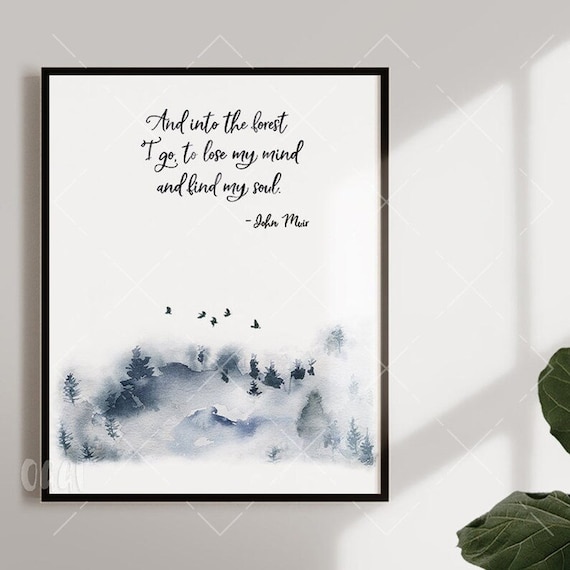 John Muir Quote Wall Art Print, Watercolor Forest