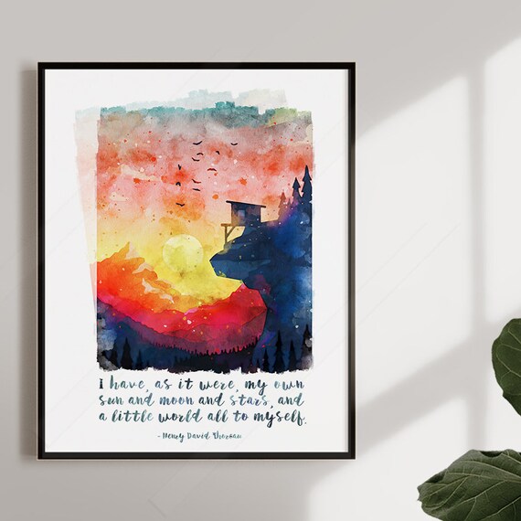 Henry David Thoreau Little World All To Myself Sunset Watercolor Poster