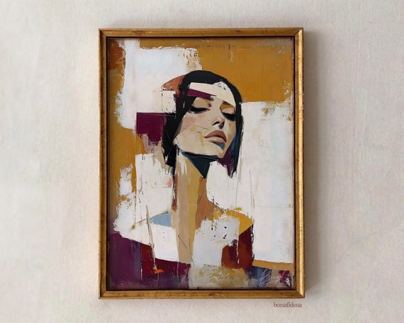 Abstract Lady Portrait Art Print, Figurative Woman Face