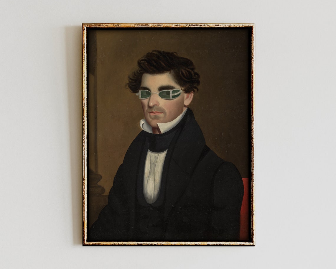 Vintage Portrait Modern Sunglasses Funny Altered Quirky Poster
