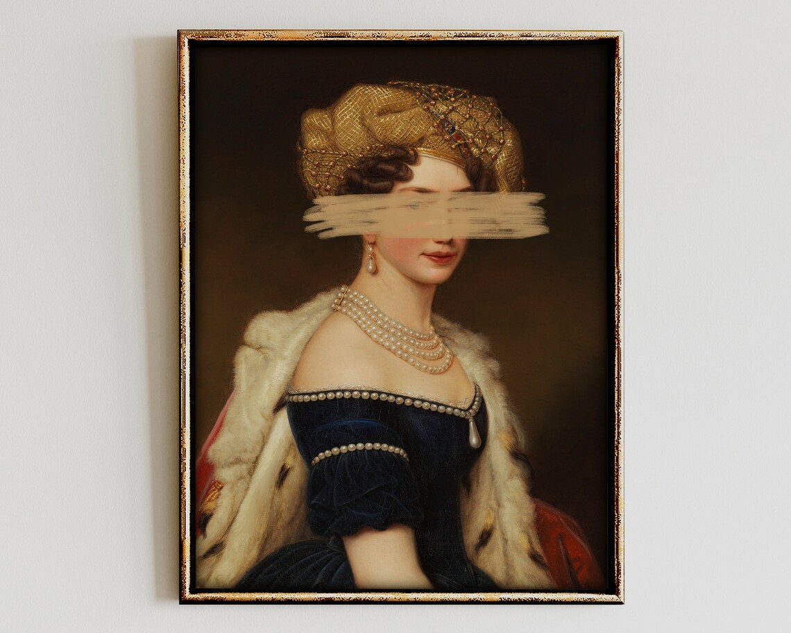 Vintage Portrait Painting, Eclectic Wall Art Print