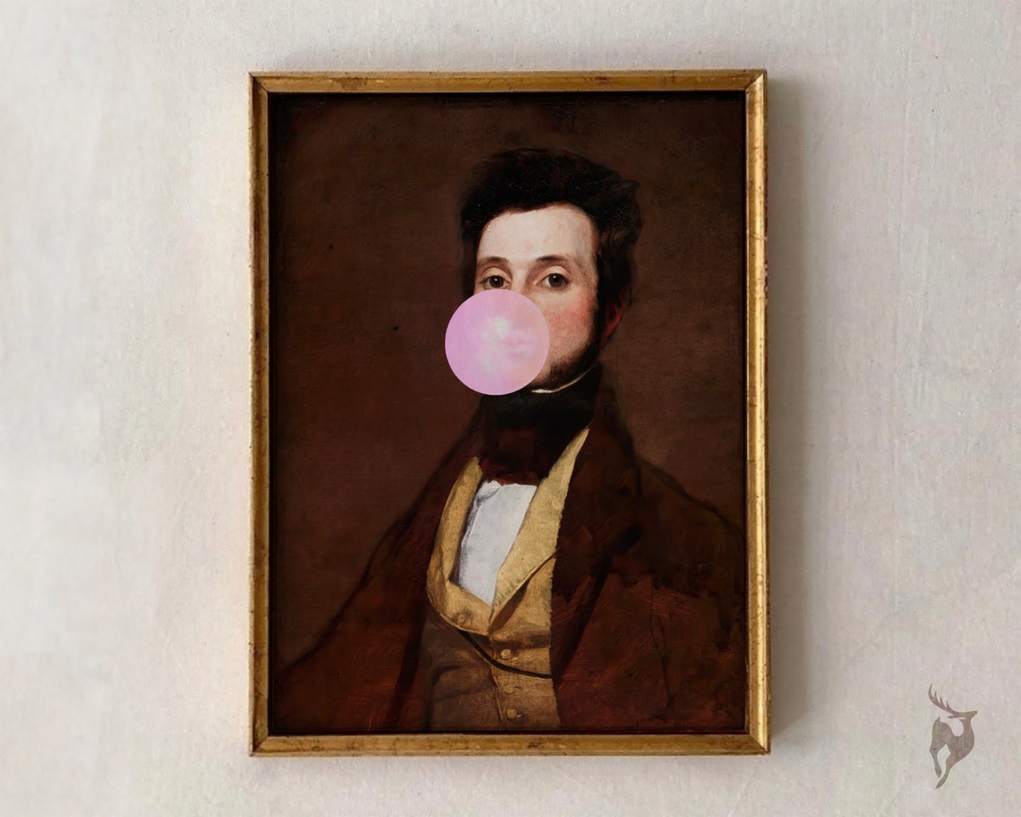 Bubblegum Classical Portrait Victorian Gentleman Brown Coat Art Print