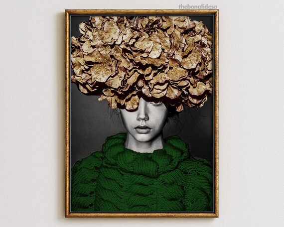 Surreal Portrait Poster Modern Pop Art Abstract Wall Eclectic Room Decor Unique Print