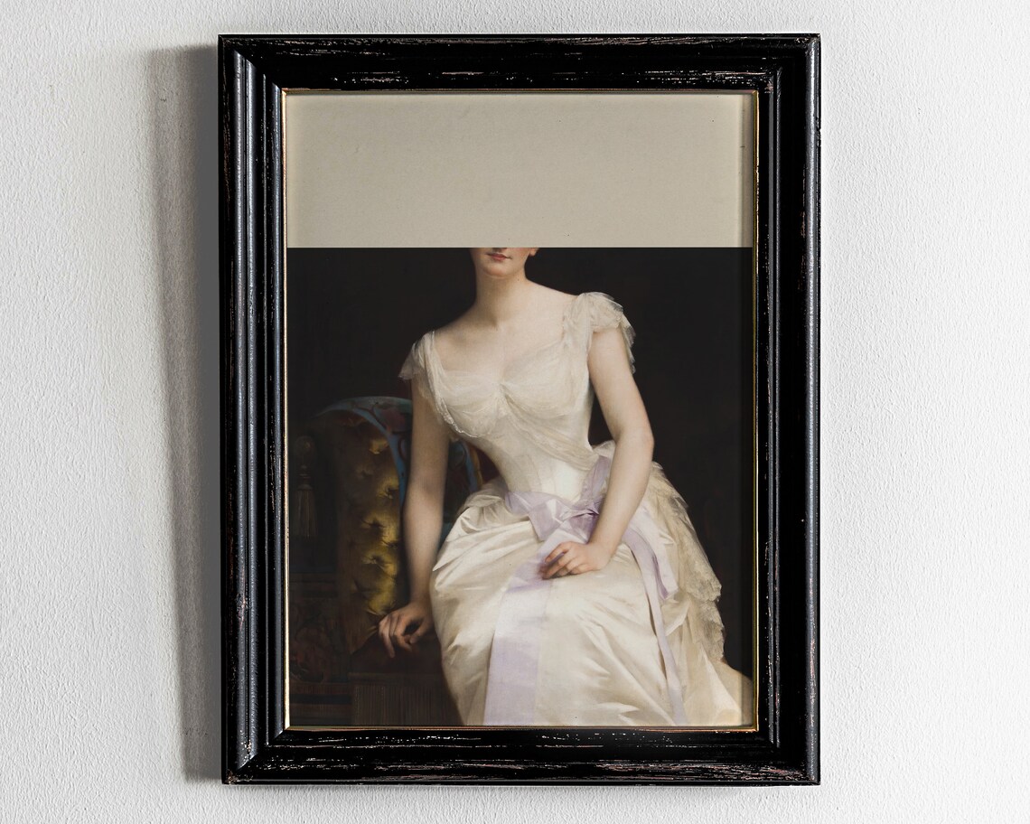 Altered Baroque Portrait Woman White Gown Vintage Art Poster