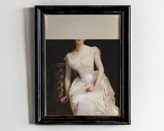 Altered Baroque Portrait Woman White Gown Vintage Art Poster