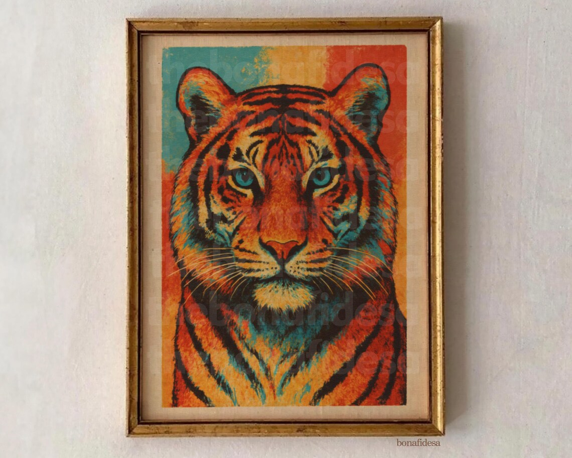 Colorful Tiger Art Print Modern Jungle Decor
