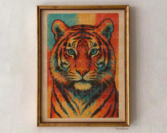 Colorful Tiger Art Print Modern Jungle Decor