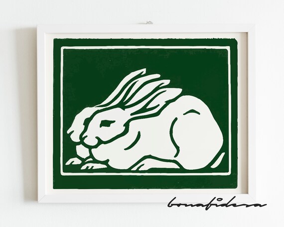Rabbit Poster Maximalist Wall Art Print Colorful Animal Eclectic Gallery Quirky