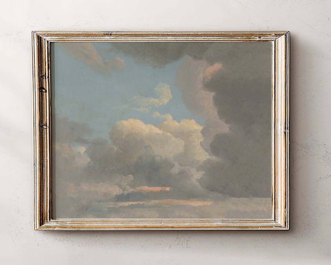 Antique Cloudy Sky Study Vintage Oil Painting Classic Wall Art