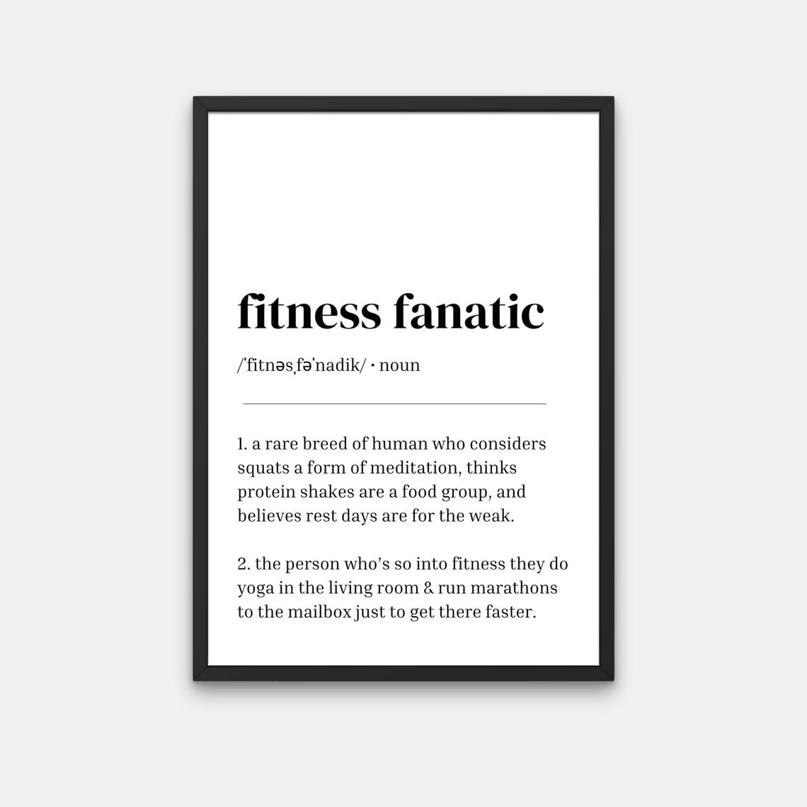 Fitness Fanatic Definition Funny Squats Protein Shakes Quote Poster