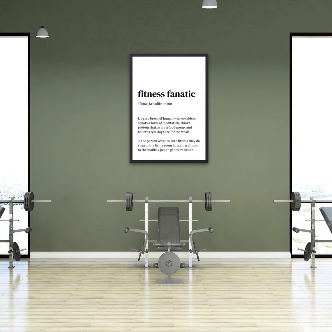 Fitness Fanatic Definition Funny Squats Protein Shakes Quote Poster - Image 2