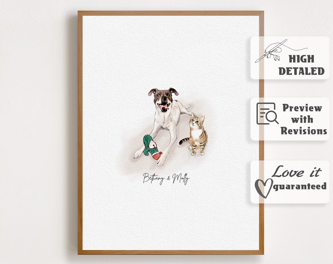 Custom Pet Portrait Pet Watercolor Painting From Photo Dog Cat Mini Portrait Dog Drawing From Photo Pet Portrait Gift Cat Lover Gift