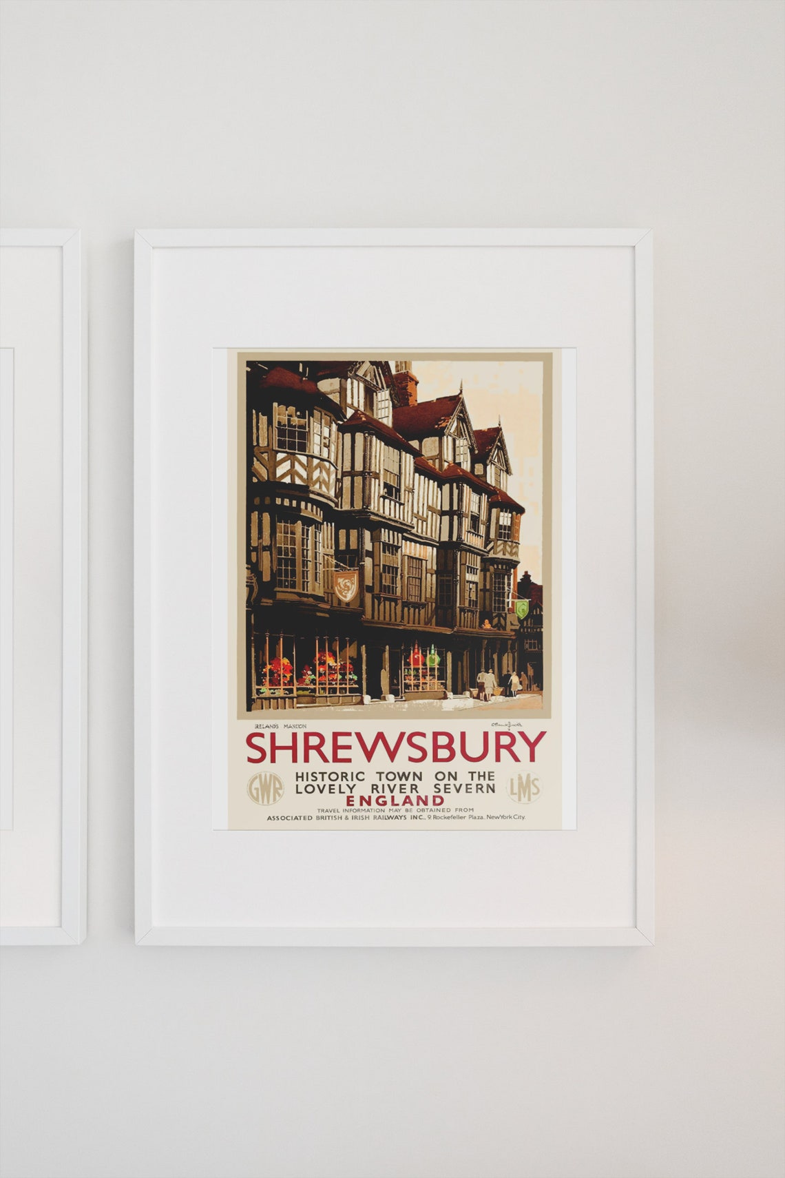 Shrewsbury Historic Town River Severn England Tudor Travel Poster - Image 3