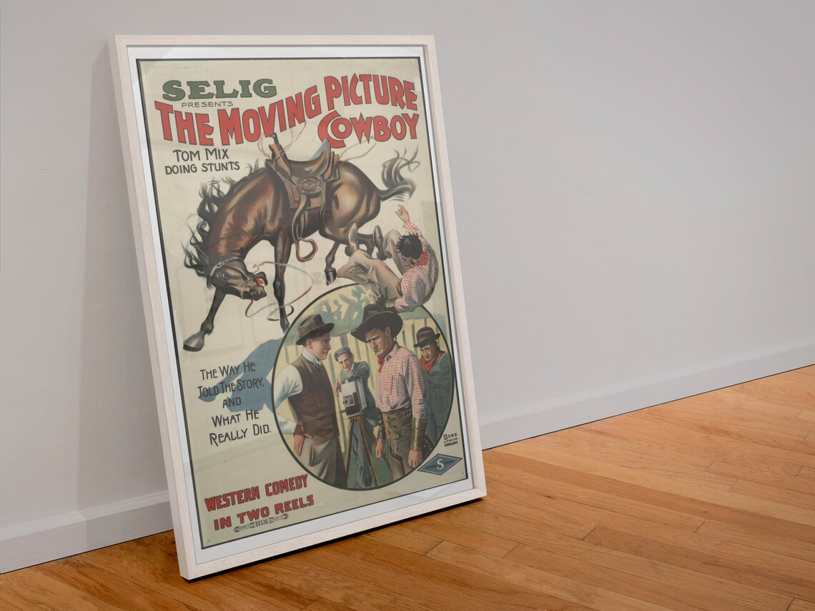 Old Western Cowboy Movie Poster, Tom Mix 1914 Classic - Image 4