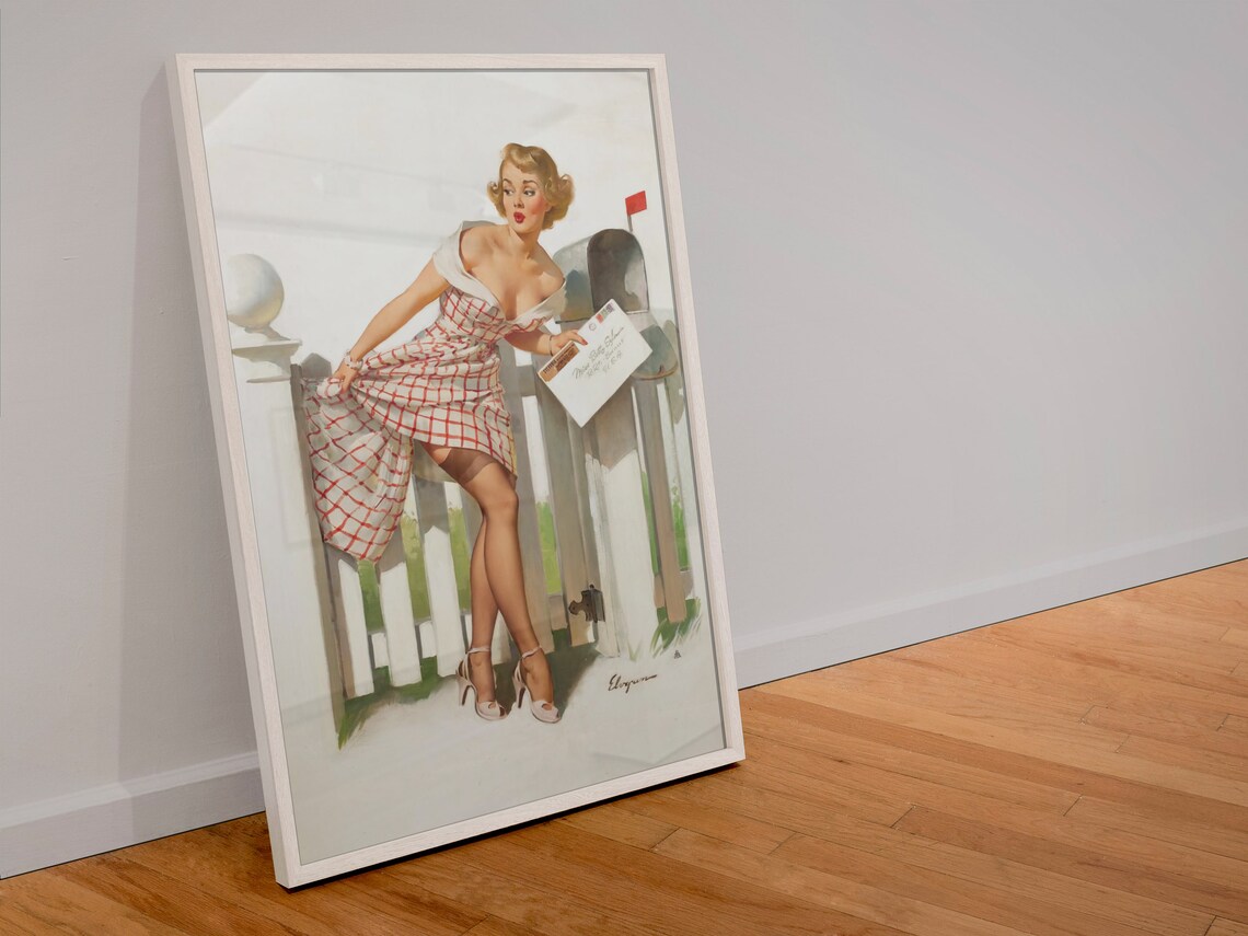 Elvgren Miss Sylvania Mishap Mailbox Pin Up Girl Vintage Art Poster - Image 4