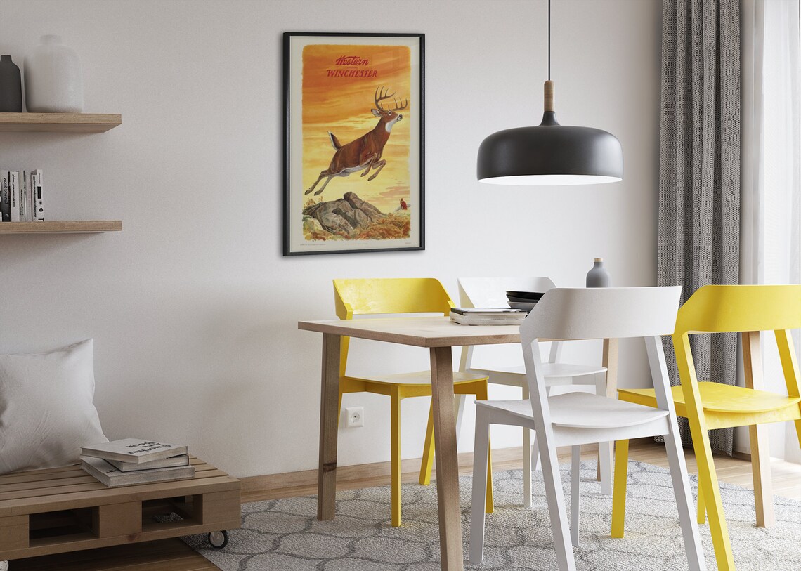 1950s Western Winchester Deer Hunting Vintage Poster - Image 2