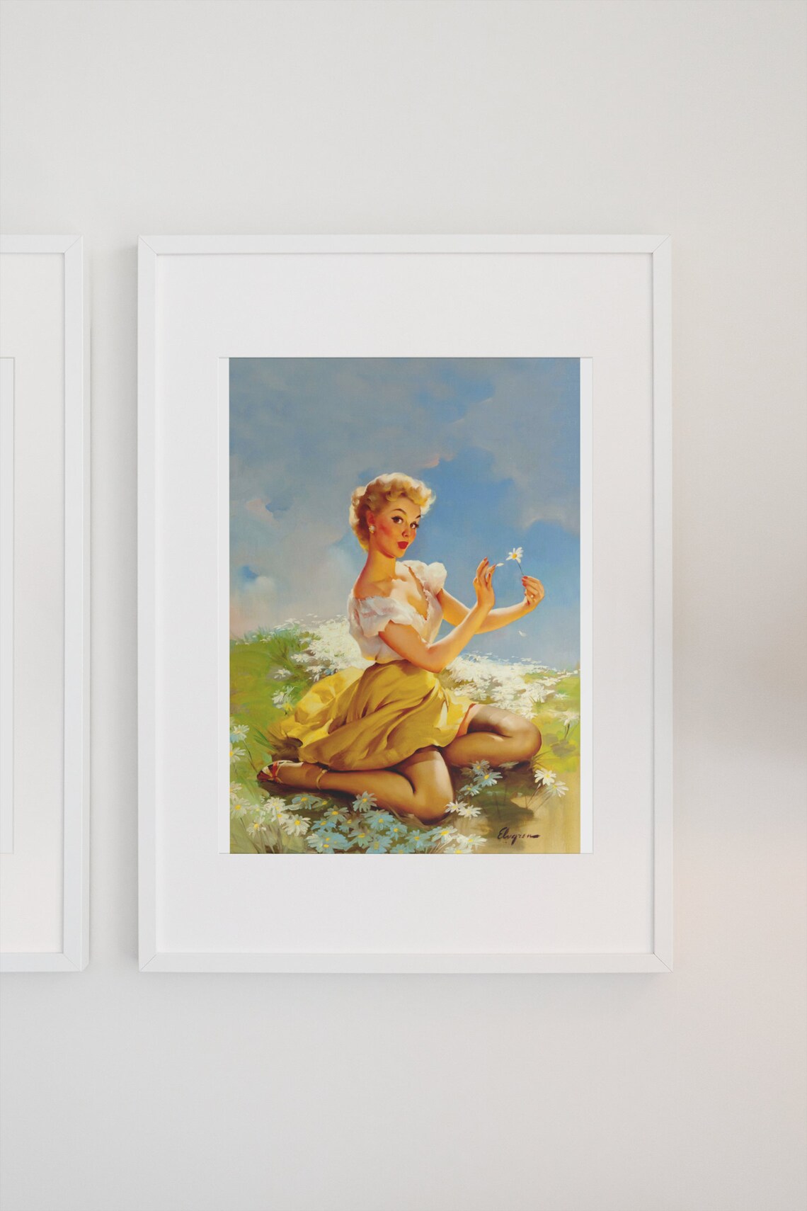 Gil Elvgren Daisies Are Telling Flower Girl 1950s Pinup Poster - Image 3