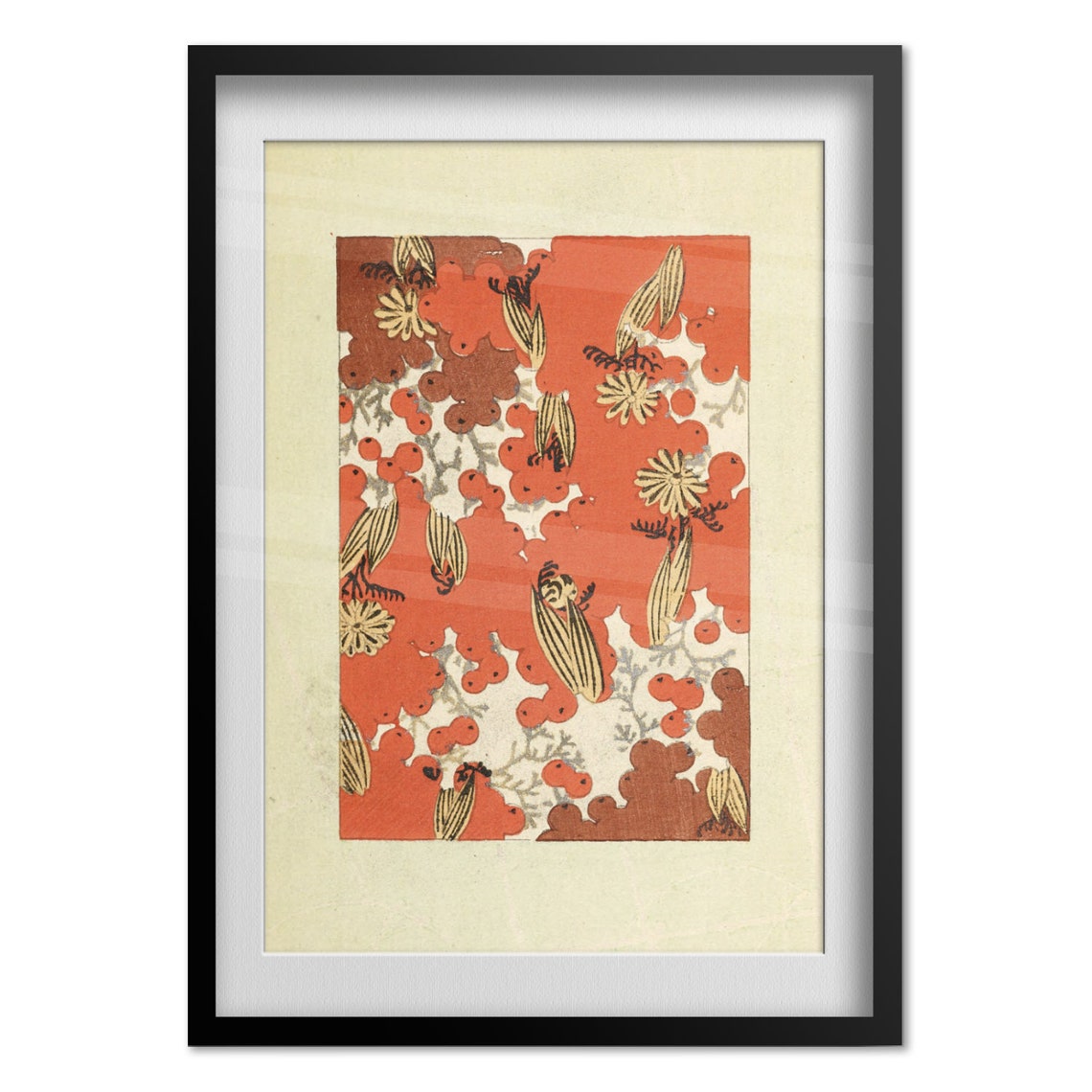 Korin Furuya Bijutsukai 1901 Red Floral Pattern Plate Poster - Image 4